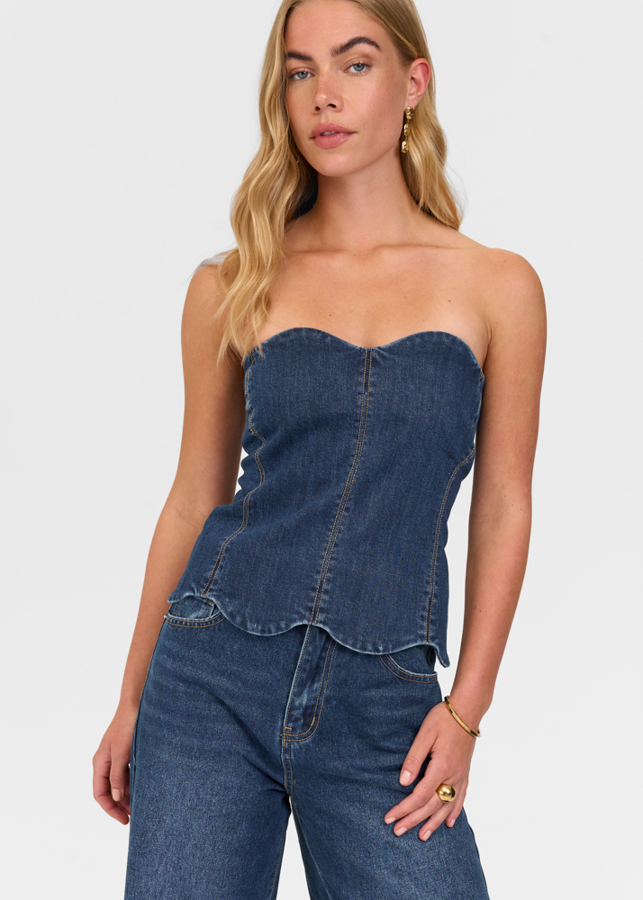 Scallop denim top