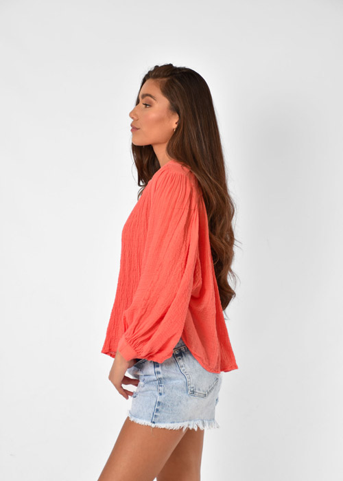 Feline blouse oranje