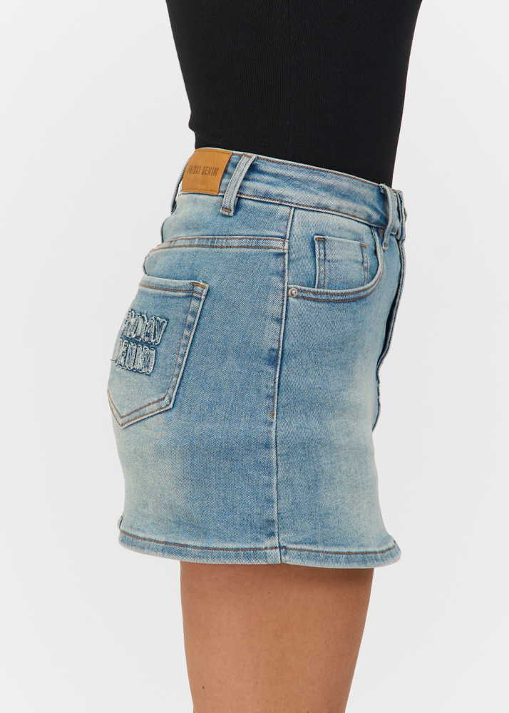 Denim stretch logo skort