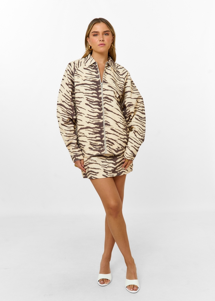 Zebra oversized denim jacket