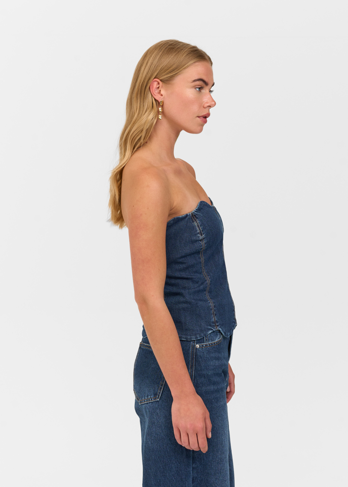 Scallop denim top