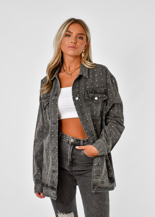 Mila denim jack grijs