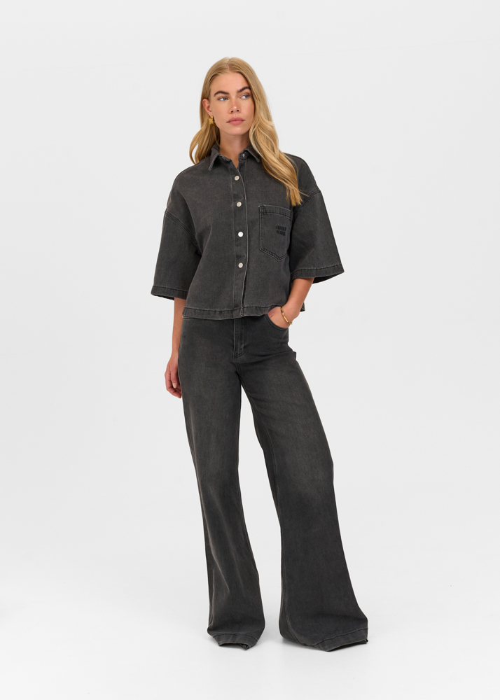 Denim blouse korte mouw