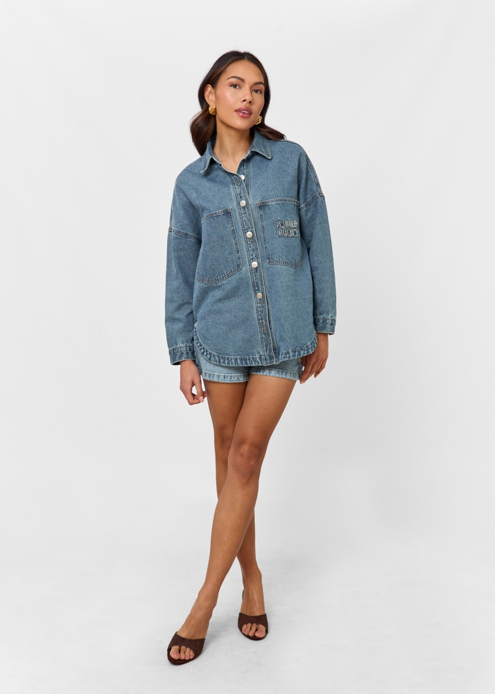 Oversized denim blouse