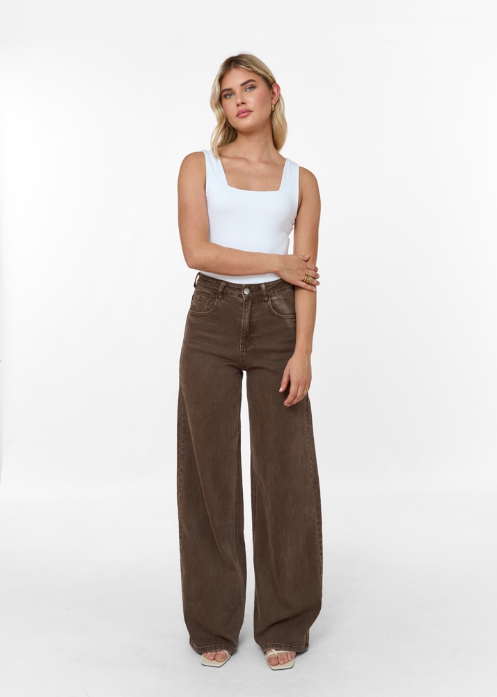 Wide leg stretch jeans