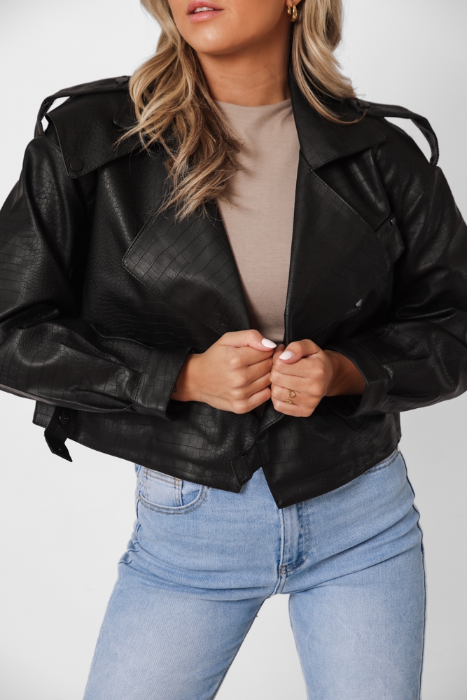 Lara leren jas zwart