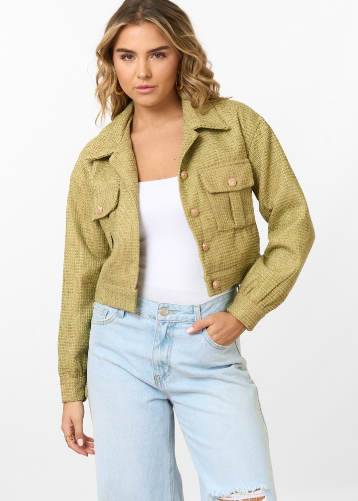 Puck tweed jasje groen