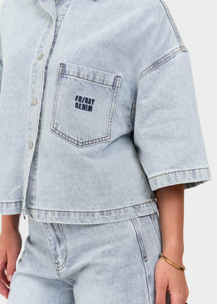 Denim blouse korte mouw