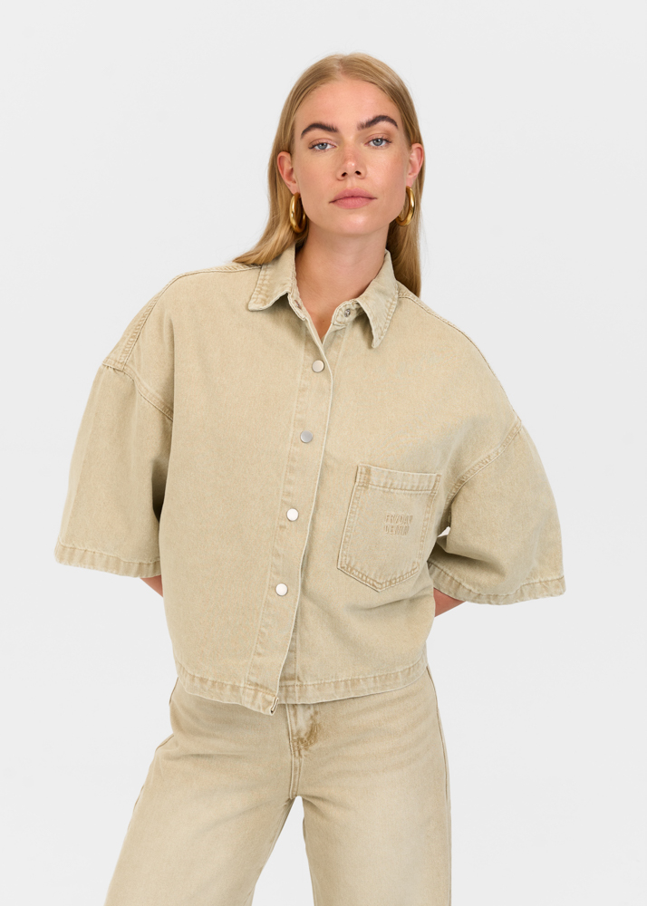 Denim blouse korte mouw