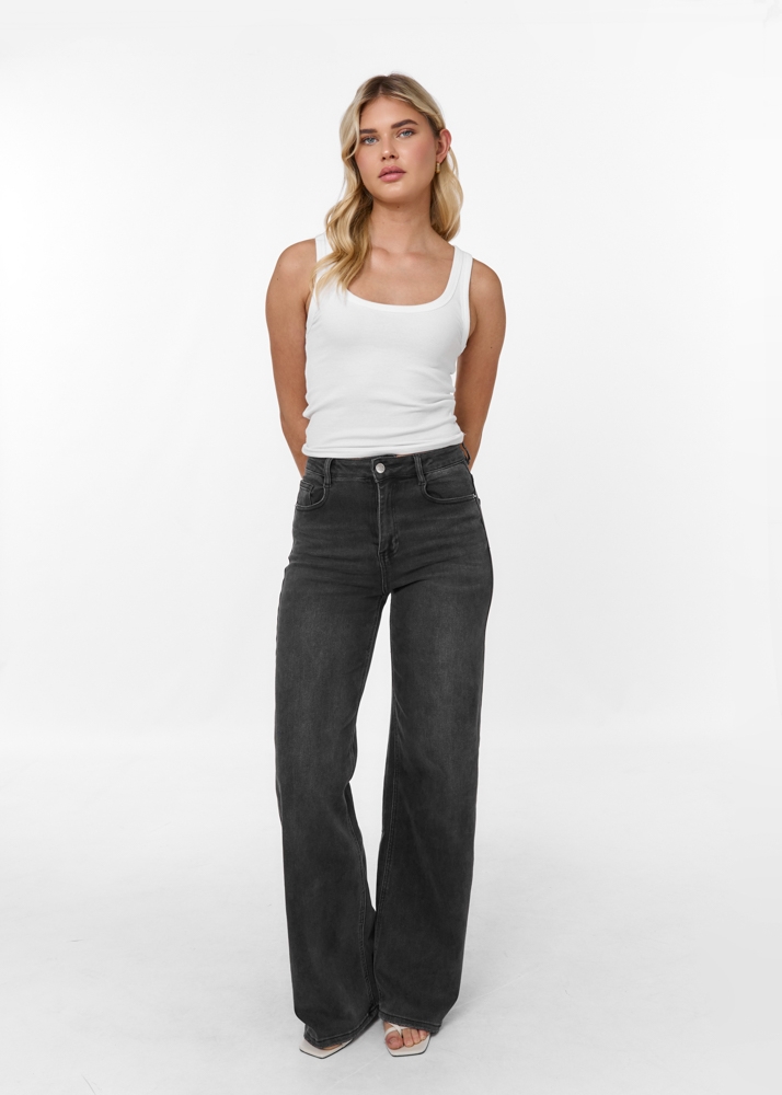 Wide leg stretch jeans