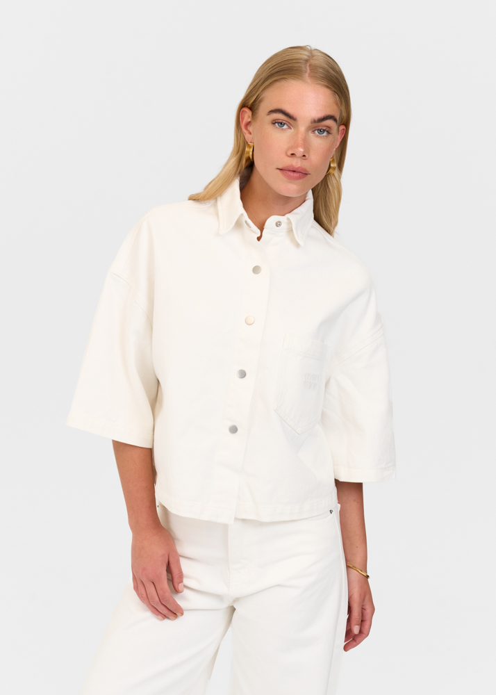 Denim blouse korte mouw