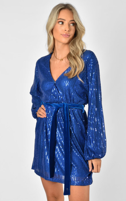 Bibi glitter jurk blauw