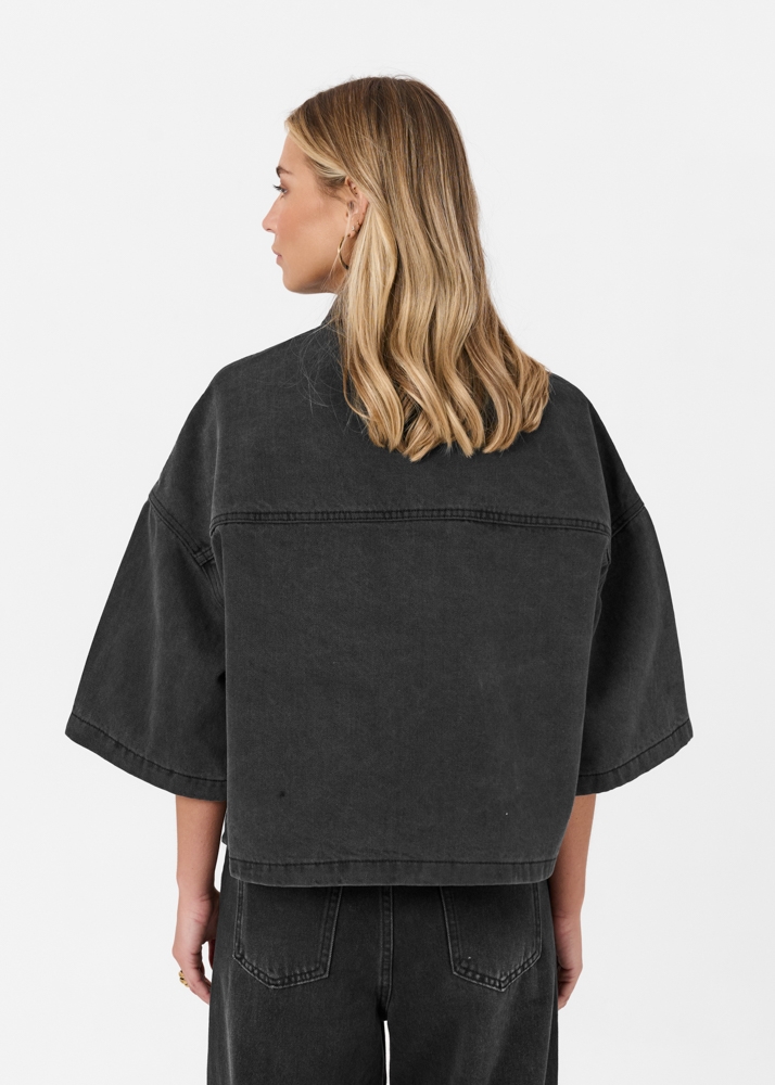 Denim blouse korte mouw