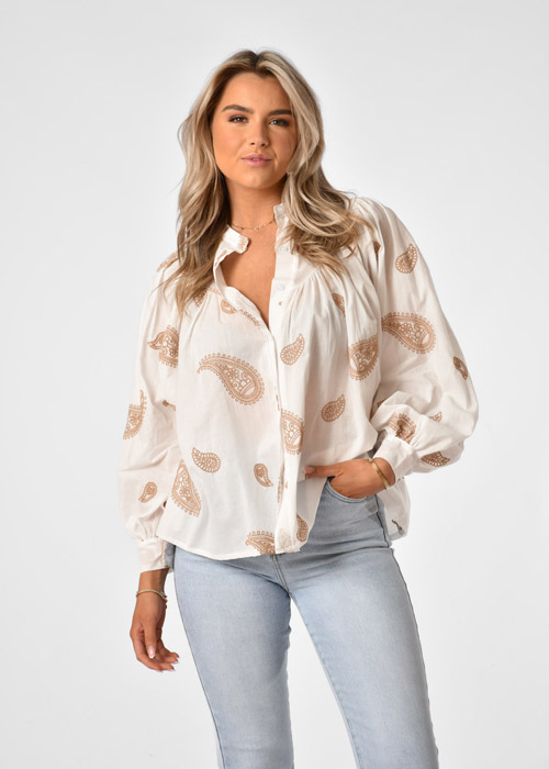 Roos blouse wit