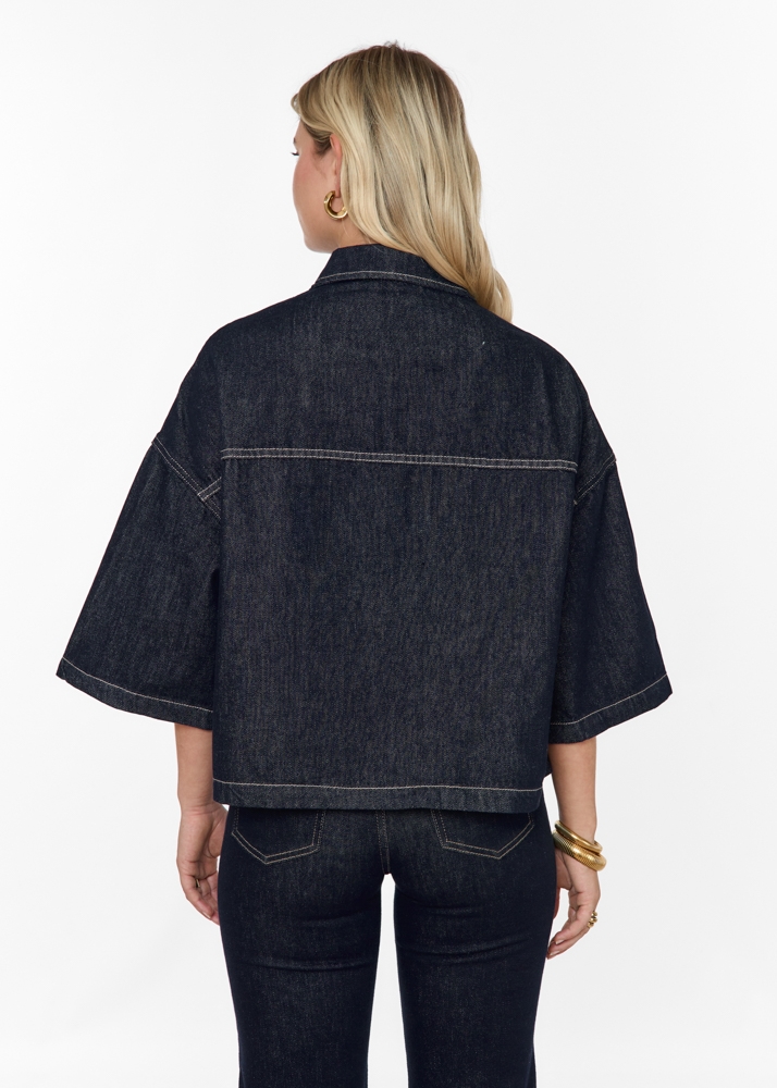 Denim blouse korte mouw