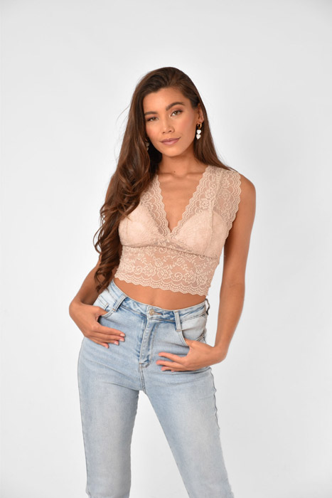 Kiki kanten top beige