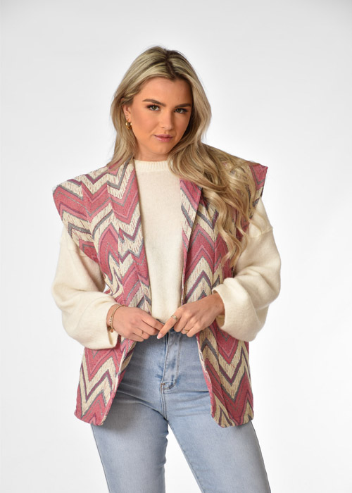 Nina gilet roze aztec