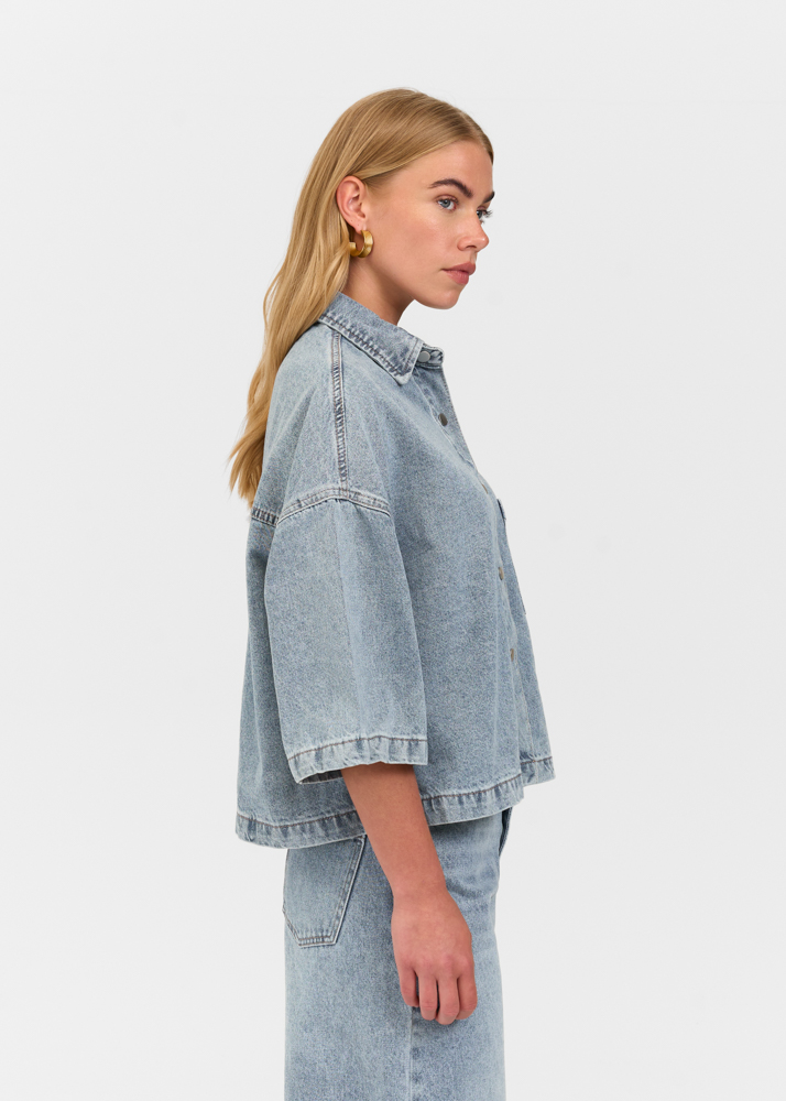 Denim blouse korte mouw