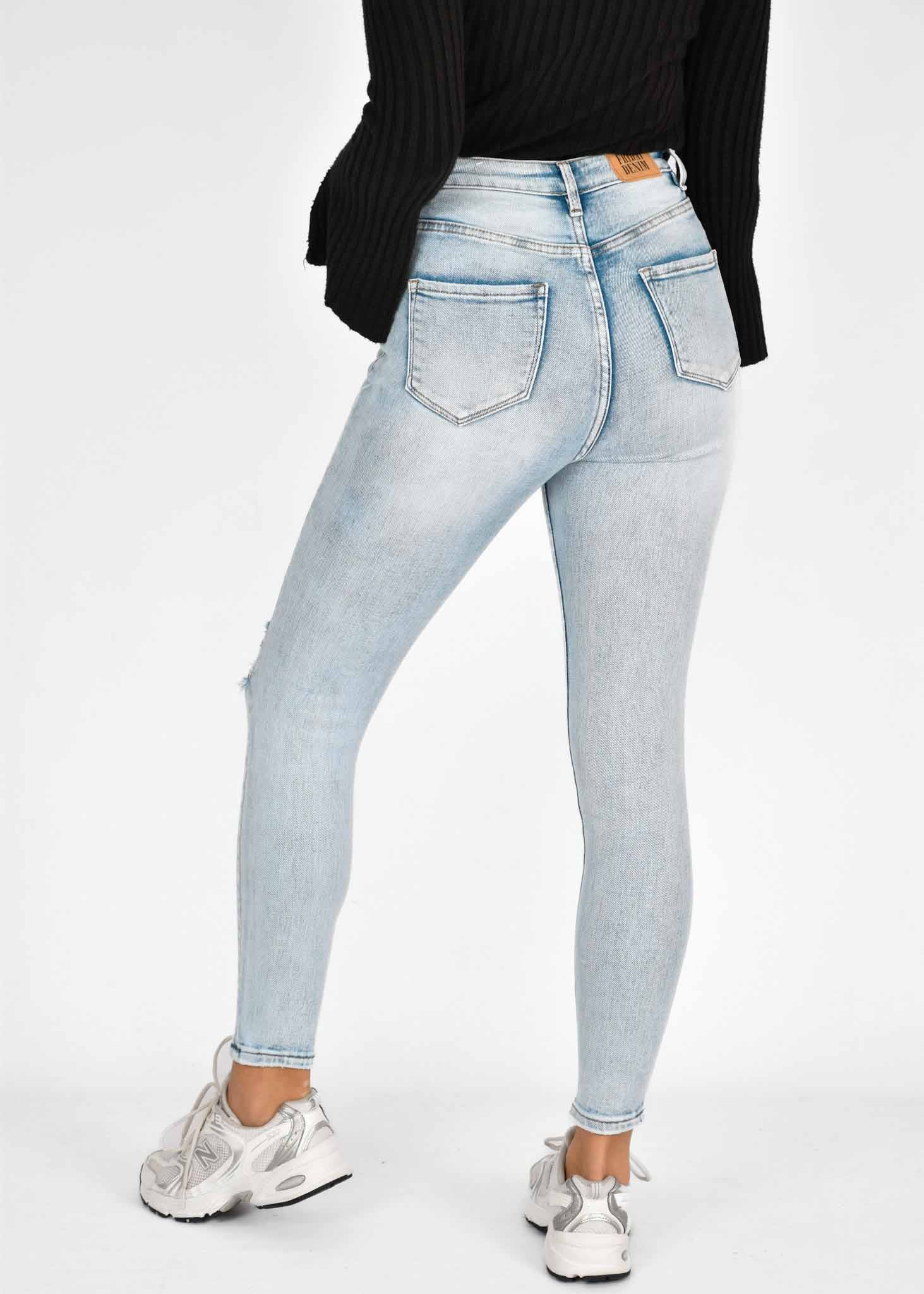 Skinny jeans destroyed blauw
