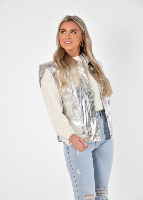 Bo metallic gilet zilver