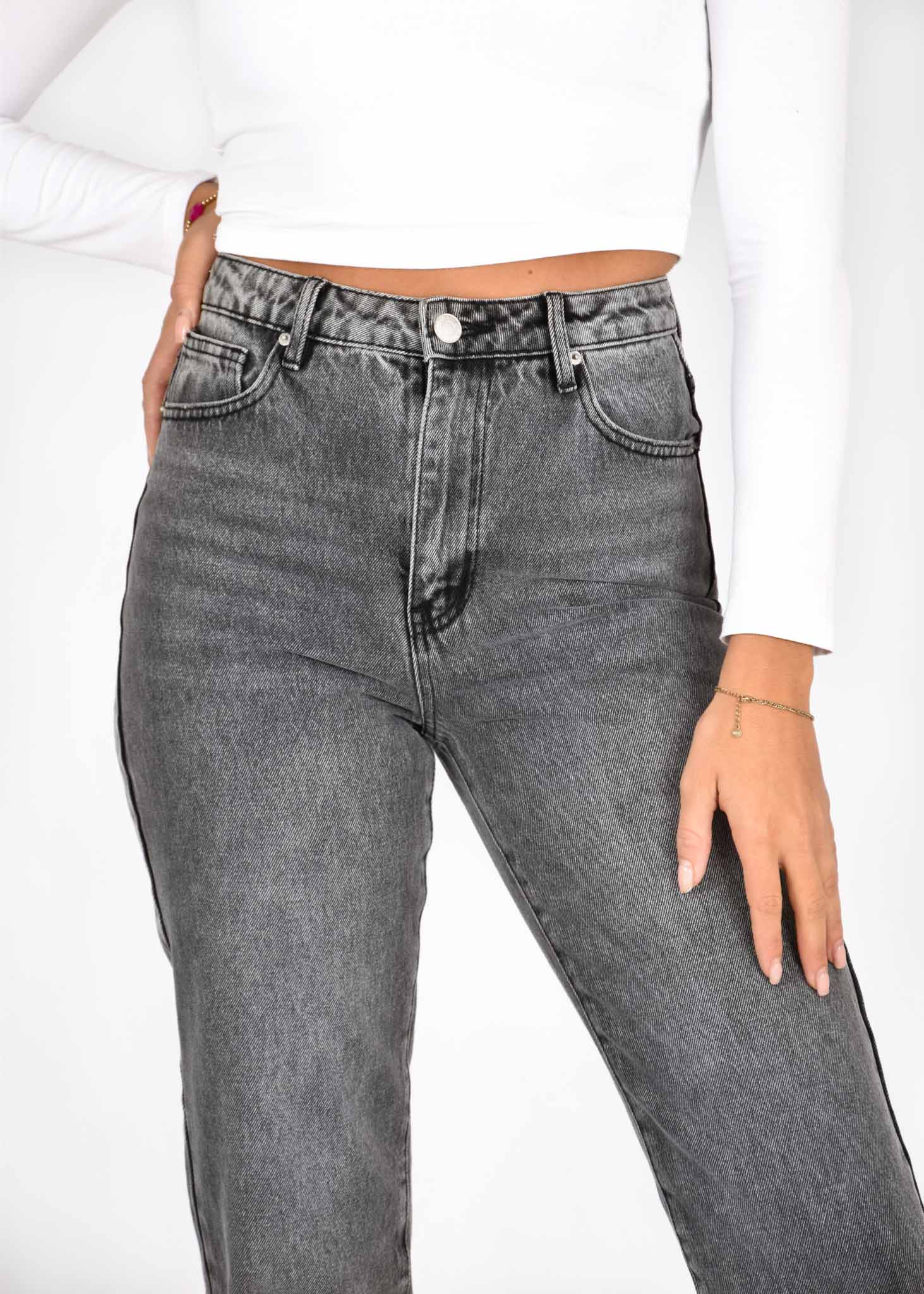 Mom jeans grijs