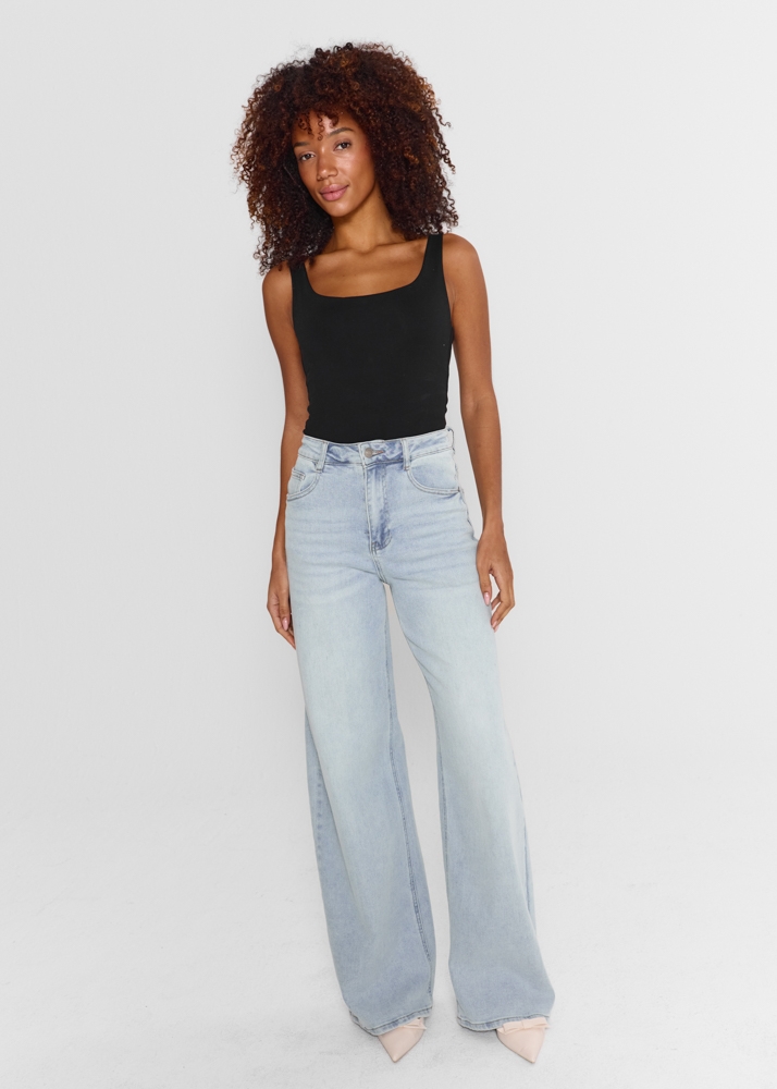 Wide leg stretch jeans