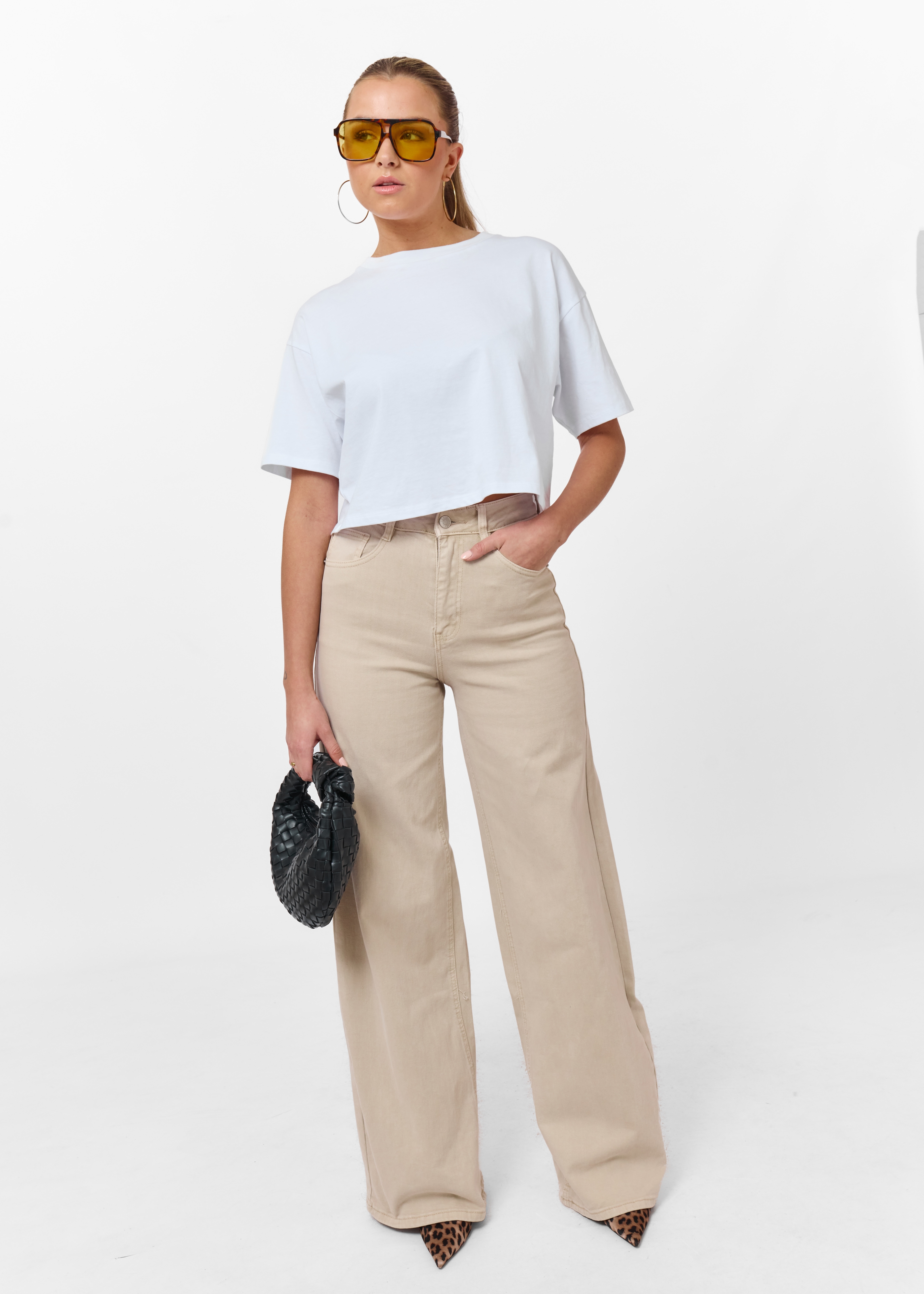 Wide leg stretch beige