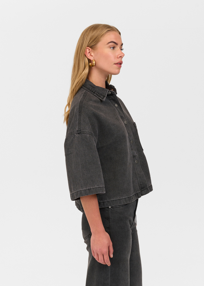 Denim blouse korte mouw
