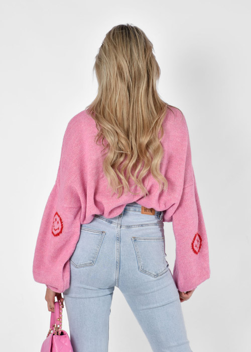 Smiley trui roze