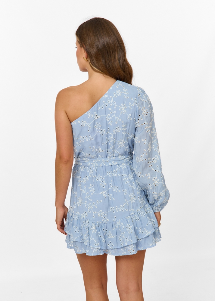 Eline embroidery jurk lichtblauw