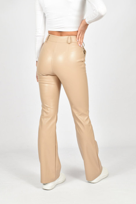 Isa leather flared pants beige