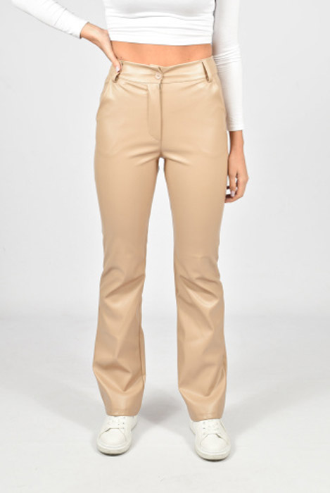 Isa leather flared pants beige