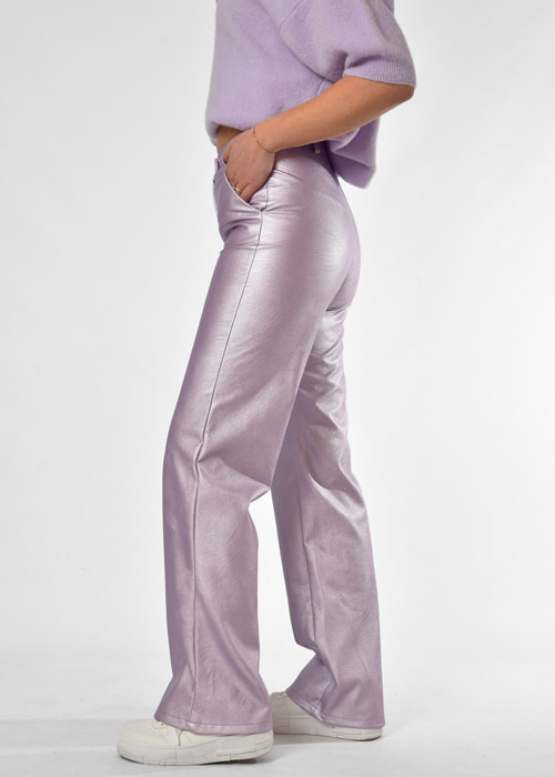 Livia leren broek lila 
