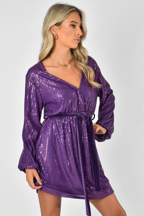 Bibi glitter jurk paars