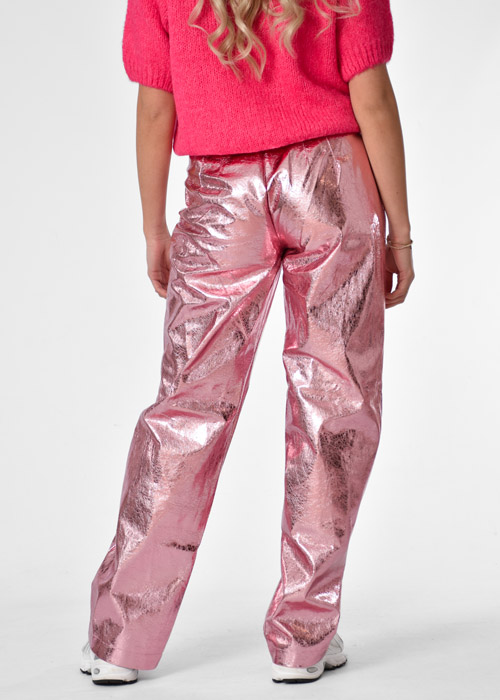Sanne metallic broek roze