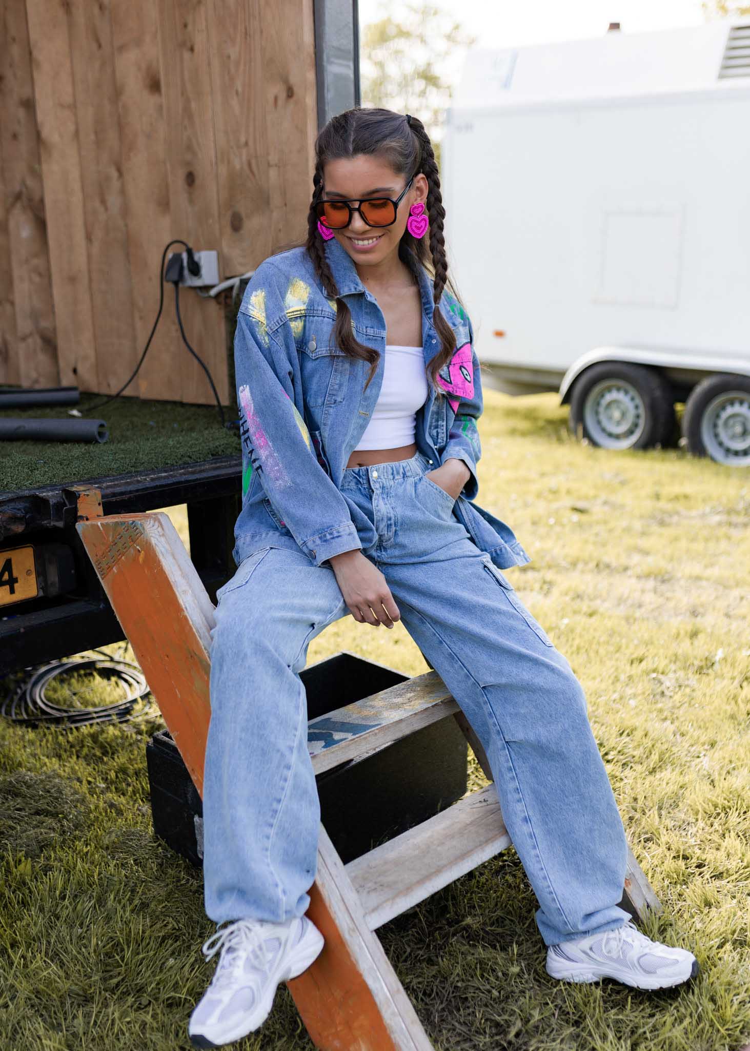 Julie parachute broek denim