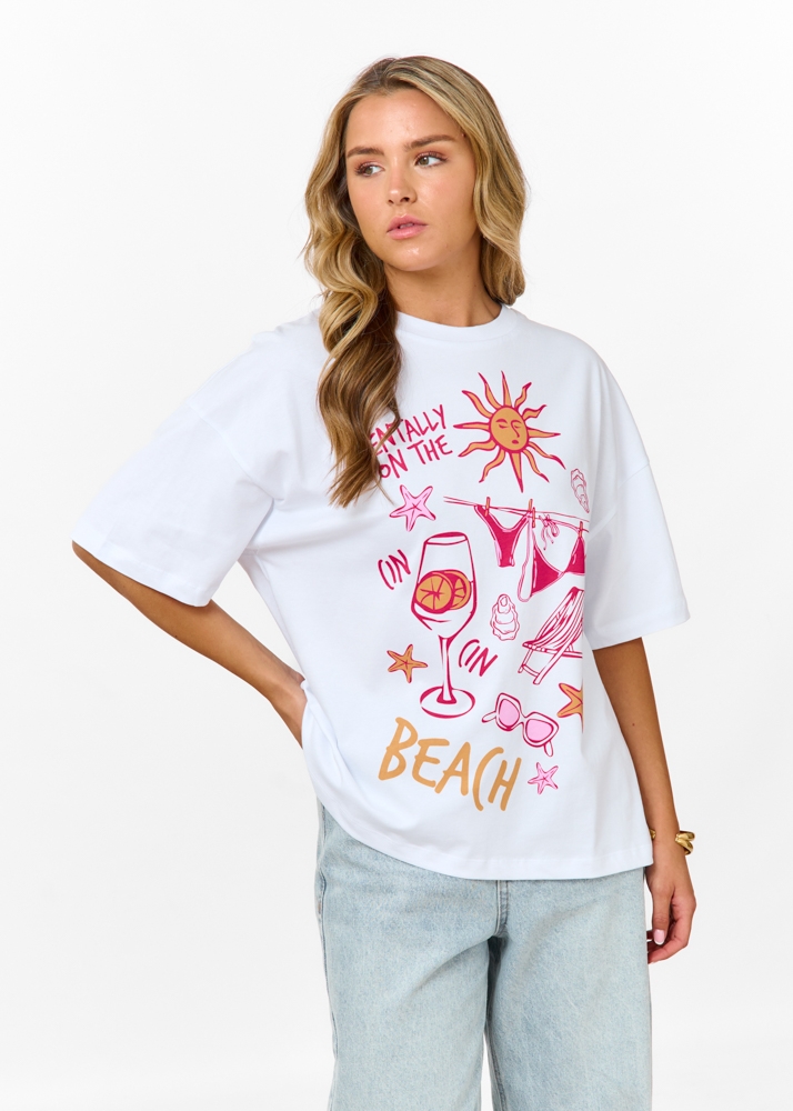 Beach t-shirt wit