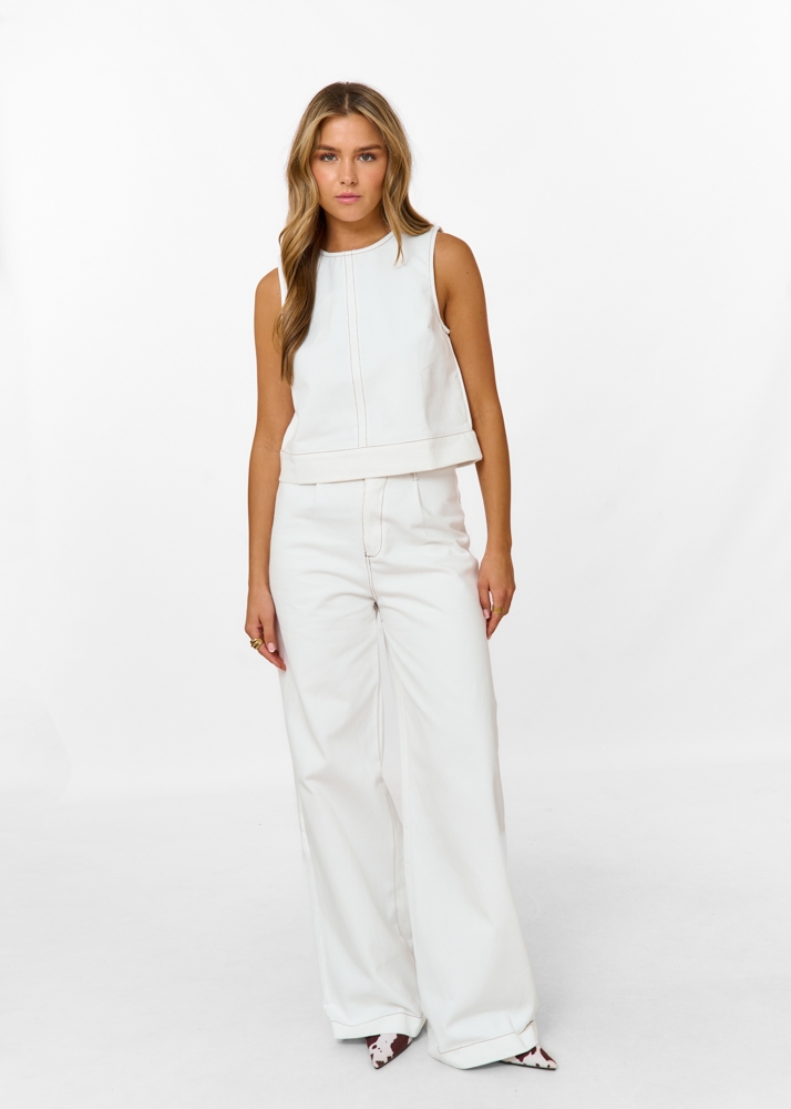 Sara denim broek wit