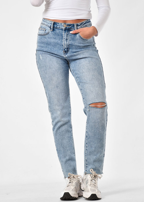 Mom jeans stretch donkerblauw