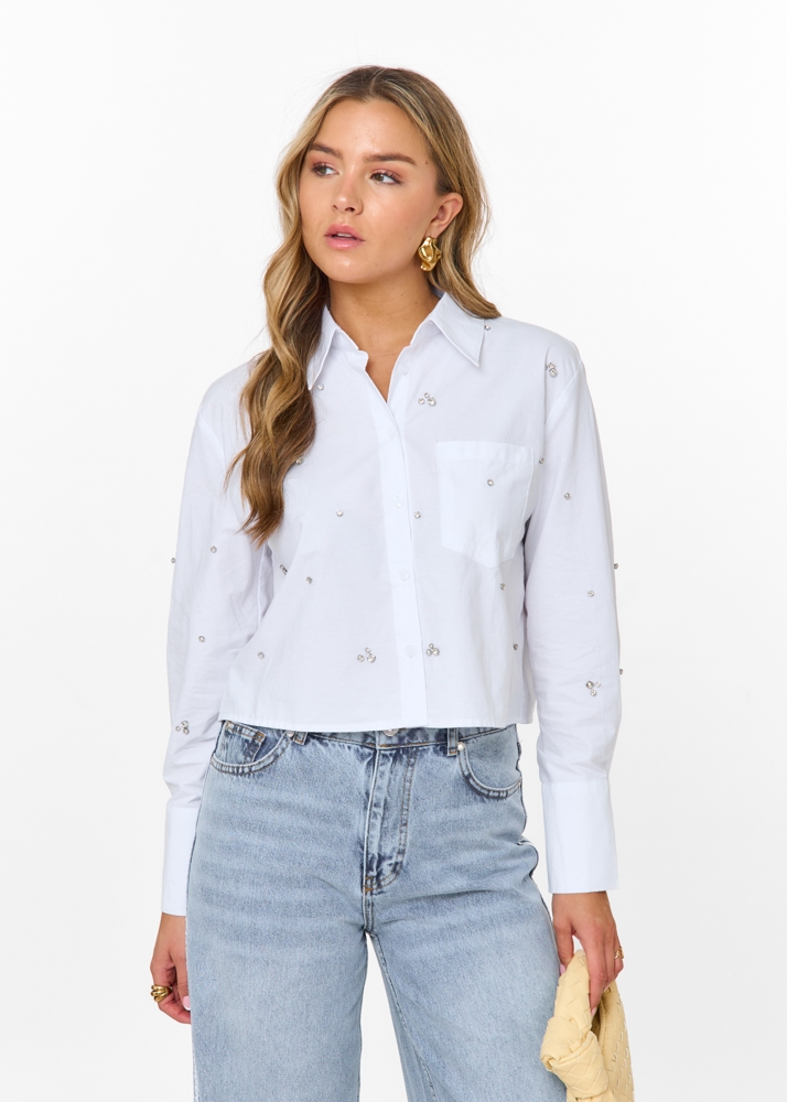 Saartje cropped blouse wit