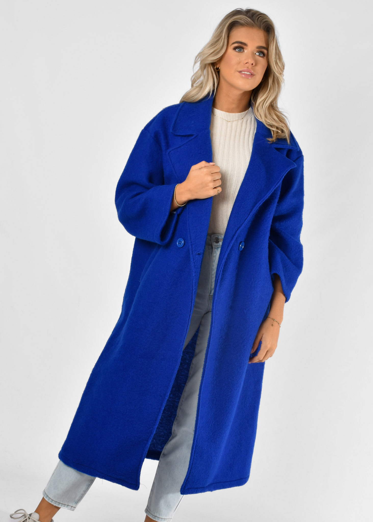 Lana oversized jas blauw