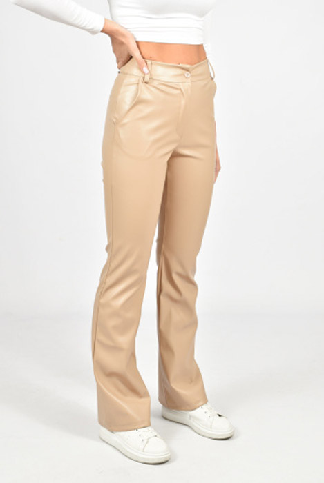 Isa leather flared pants beige