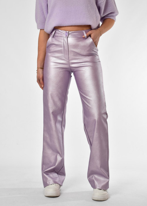 Livia leren broek lila 
