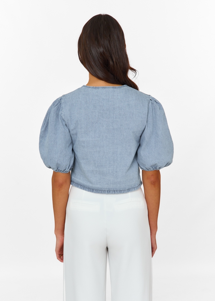 Sara denim blouse blauw