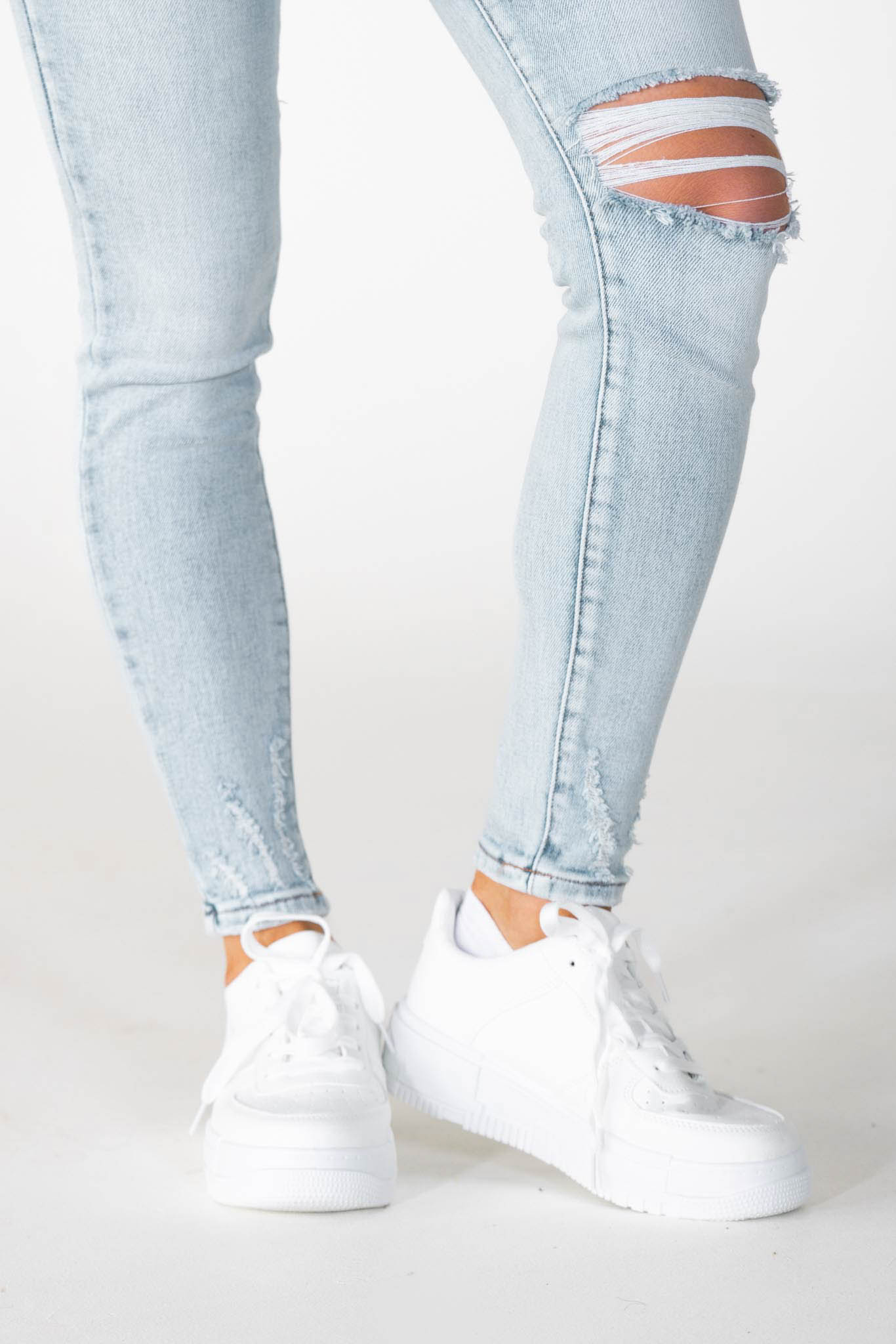 Skinny jeans destroyed blauw