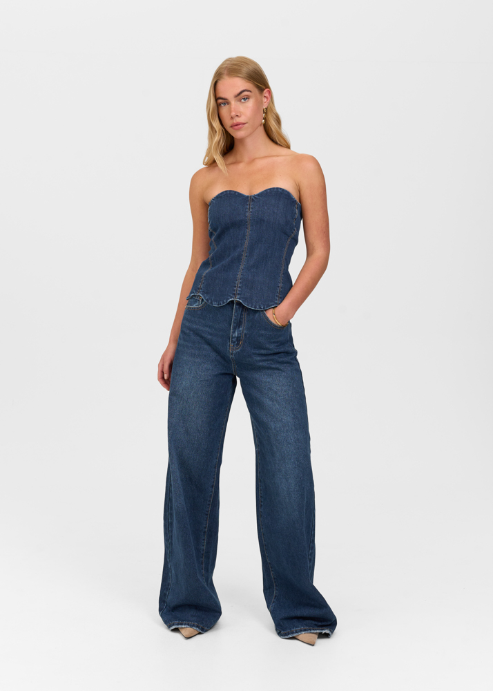 Scallop denim top