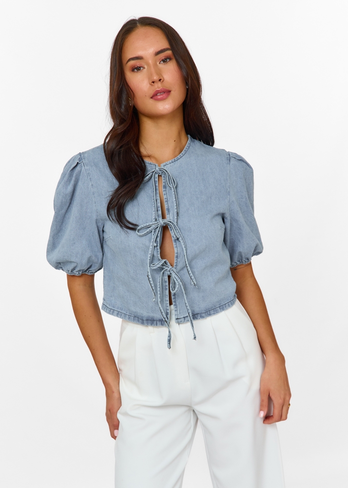 Sara denim blouse blauw