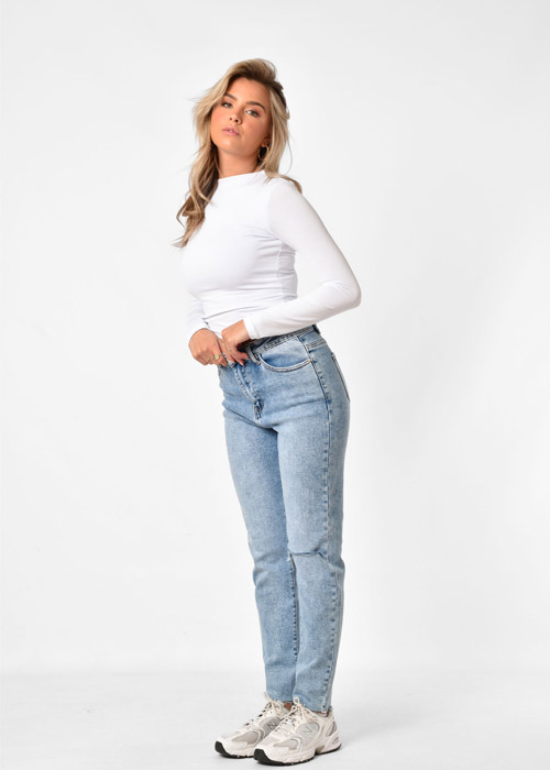 Mom jeans stretch donkerblauw