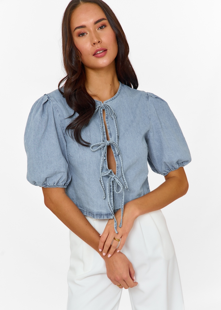 Sara denim blouse blauw
