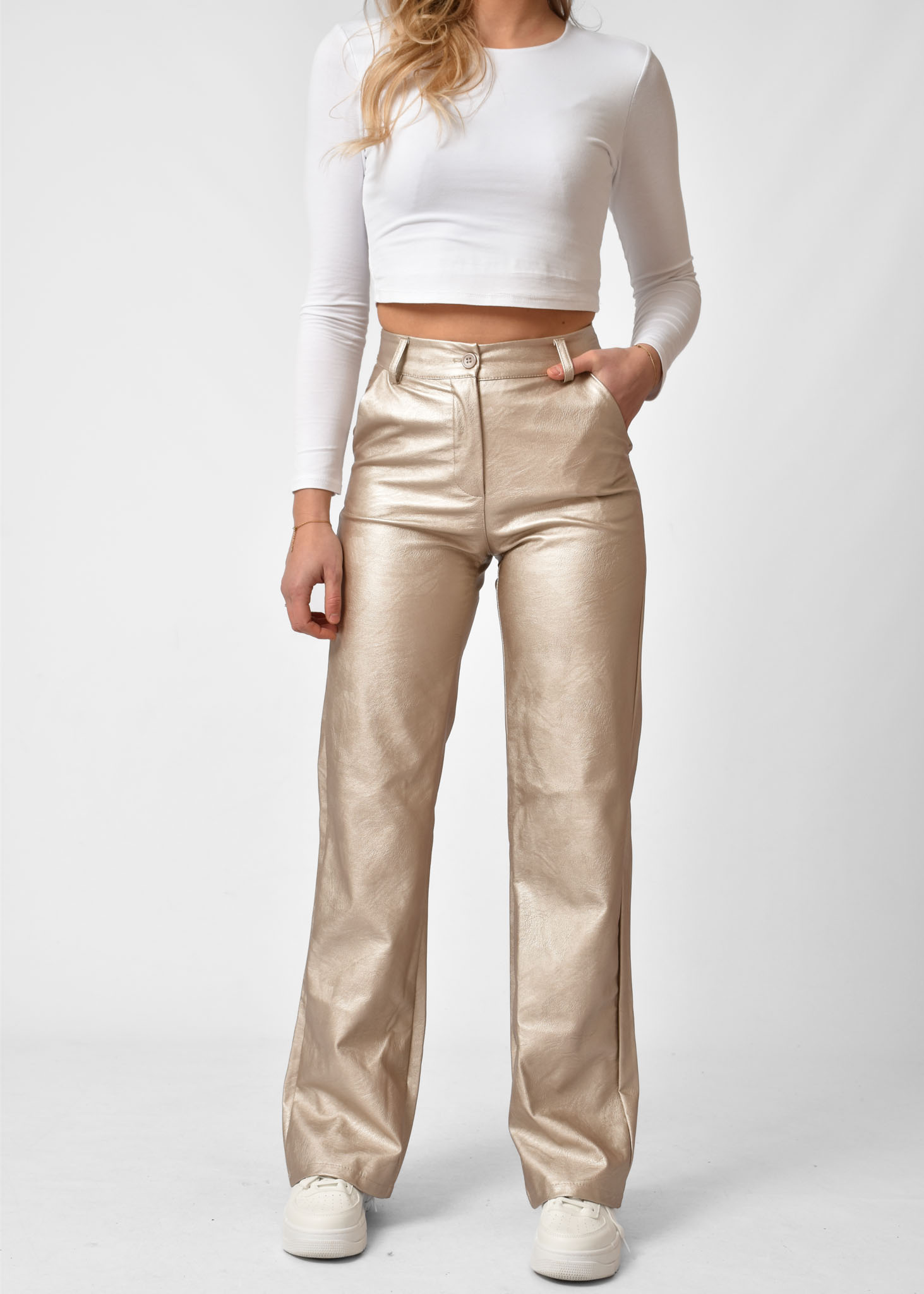 Livia leren broek brons
